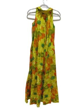 VINTAGE STAN HICKS HONOLULU Hawaiian Muumuu Floral Colorful Maxi Dress Retro